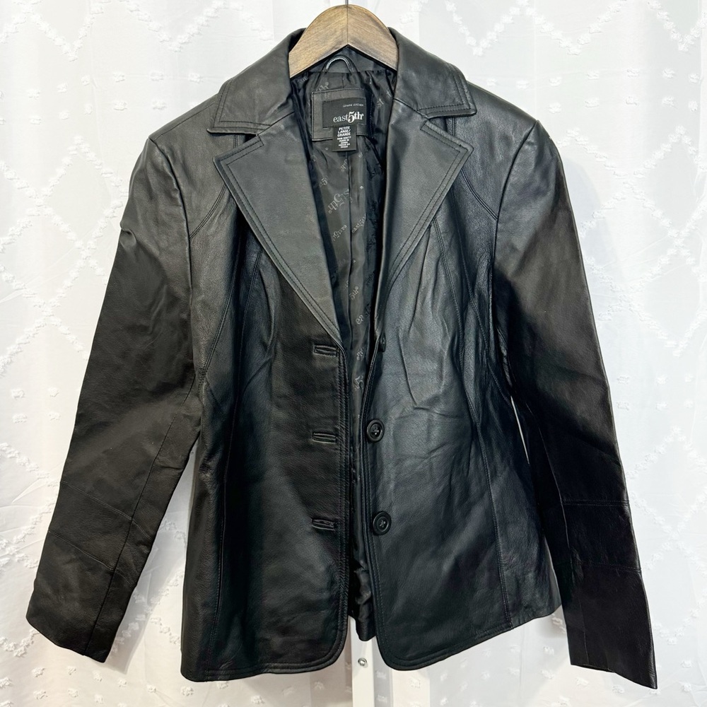 🪩 286. EAST 5th | Black Leather Jacket Blazer NEW size Large Petite NEW